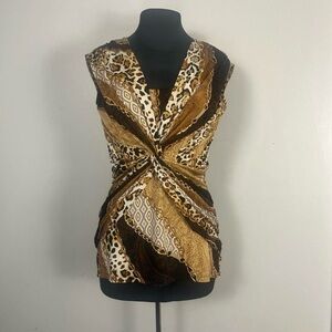 Cache Leopard and Geometric Print Women's Blouse